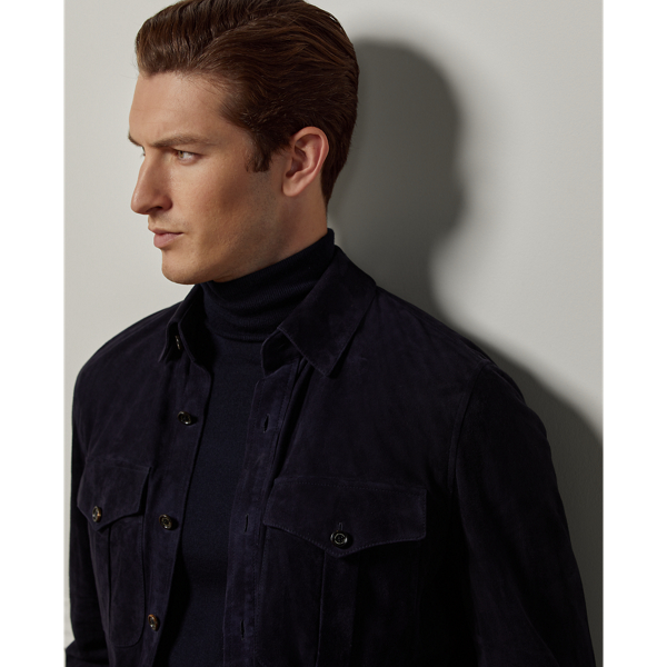 Classic Chairman Navy Edmund Suede Jacket Purple Label 5