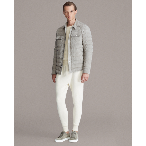 Light Grey Leeson Suede Down Jacket Purple Label 4