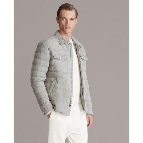 Light Grey Leeson Suede Down Jacket Purple Label 5
