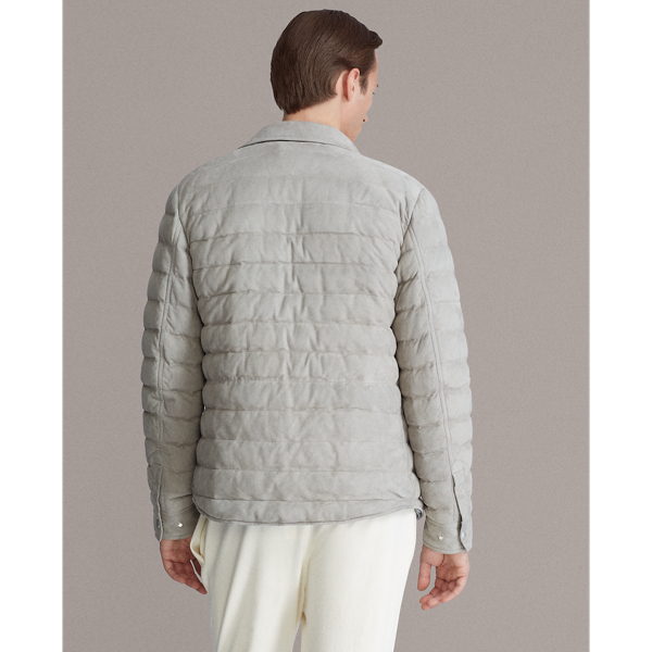Light Grey Leeson Suede Down Jacket Purple Label 6