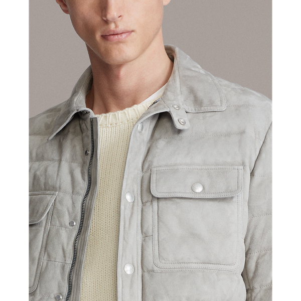 Light Grey Leeson Suede Down Jacket Purple Label 7