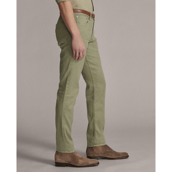 Washed Autumn Sage Slim Fit Linen-Cotton Stretch Jean Purple Label 5