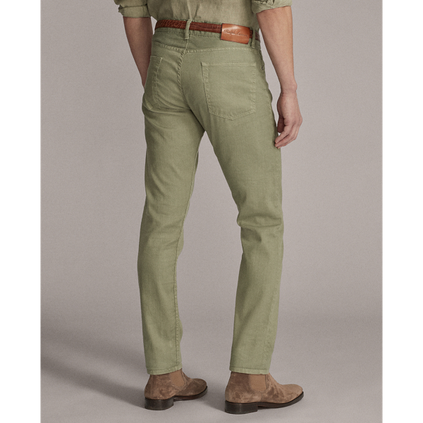 Washed Autumn Sage Slim Fit Linen-Cotton Stretch Jean Purple Label 6