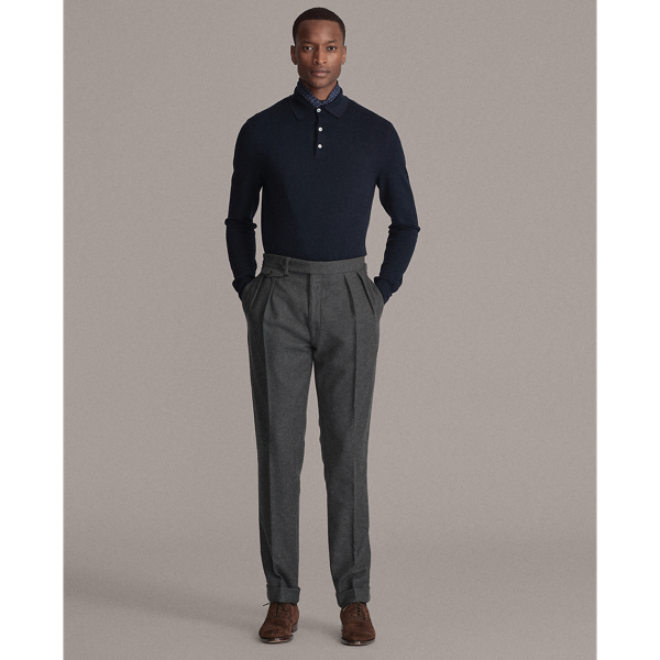 Classic Chairman Navy Silk-Blend Polo-Collar Sweater Purple Label 3
