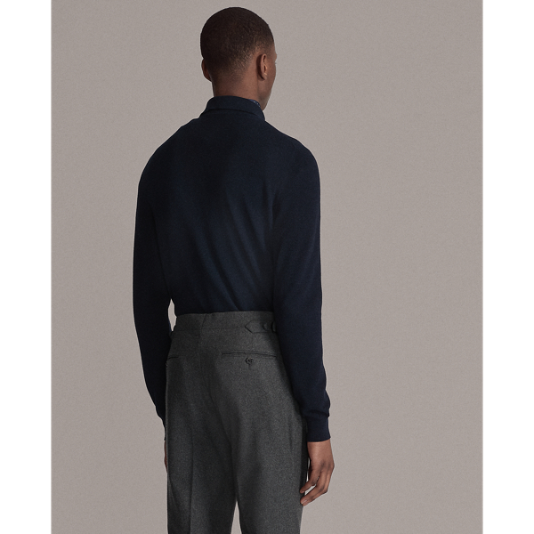 Classic Chairman Navy Silk-Blend Polo-Collar Sweater Purple Label 4