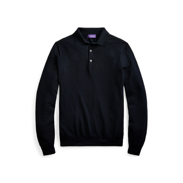 Silk-Blend Polo-Collar Sweater Purple Label 1