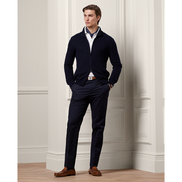 Classic Chairman Navy Silk-Cotton Full-Zip Jumper Purple Label 4