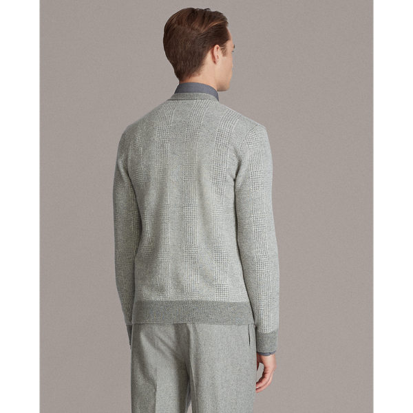 Grey Glen Plaid Cashmere Cardigan Purple Label 5