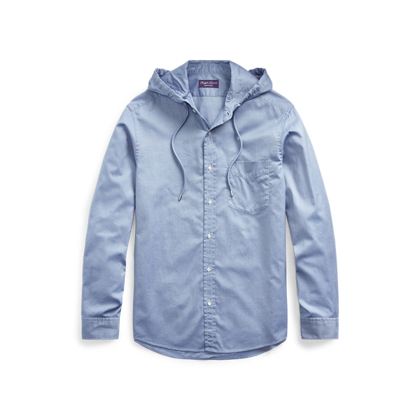Blue Hooded Oxford Shirt Purple Label 2