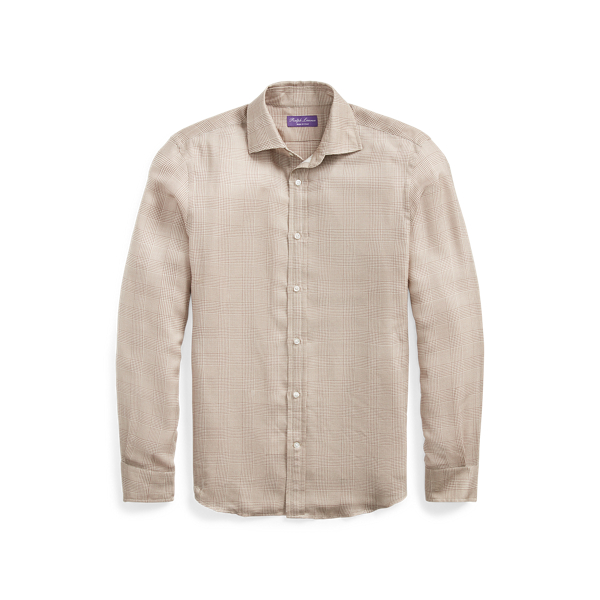 Glen Plaid Linen Twill Shirt Purple Label 1