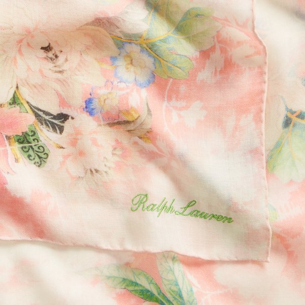 Pink Multi Floral Cashmere-Silk Scarf Ralph Lauren Collection 3