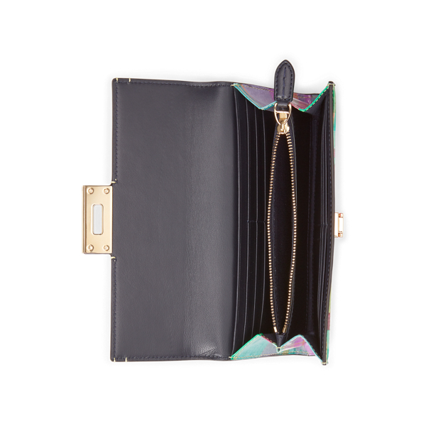 Plaid Multi Calfskin Hinge-Lock Wallet Ralph Lauren Collection 3