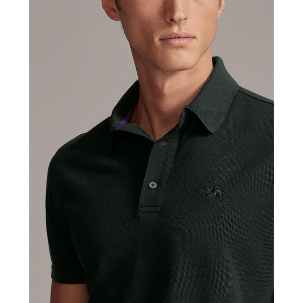Dark Racing Green Wool Pique Polo Shirt Purple Label 6
