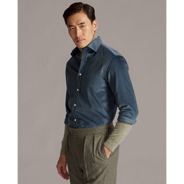 Washed Heraldry Blue Fine-Wale Corduroy Shirt Purple Label 5