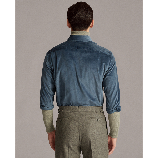 Washed Heraldry Blue Fine-Wale Corduroy Shirt Purple Label 6