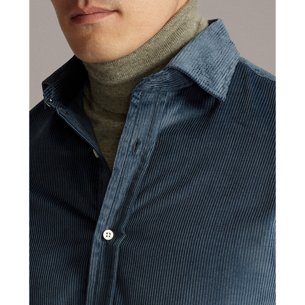 Washed Heraldry Blue Fine-Wale Corduroy Shirt Purple Label 7