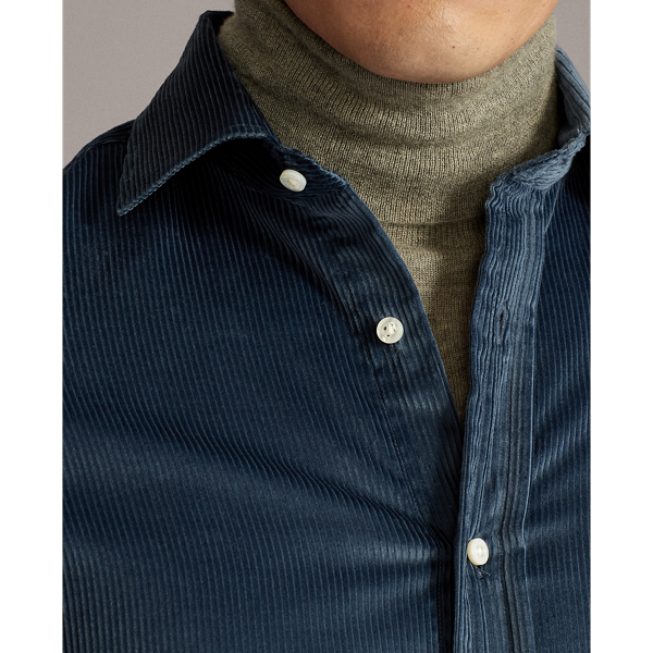 Washed Heraldry Blue Fine-Wale Corduroy Shirt Purple Label 8