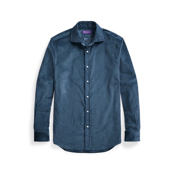 Washed Heraldry Blue Fine-Wale Corduroy Shirt Purple Label 2