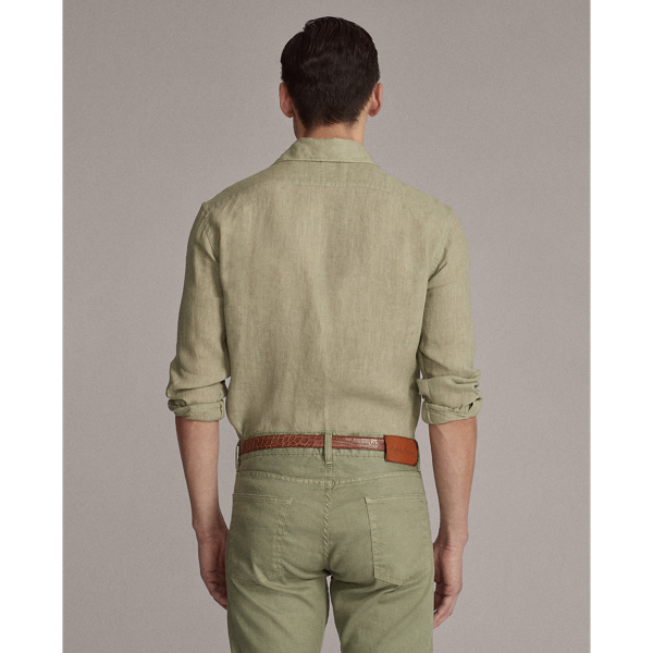 Washed Autumn Sage Garment-Dyed Linen Shirt Purple Label 4