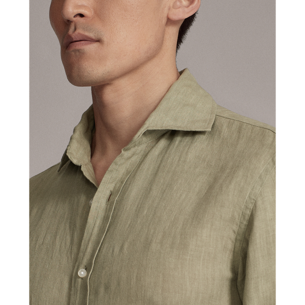 Washed Autumn Sage Garment-Dyed Linen Shirt Purple Label 5