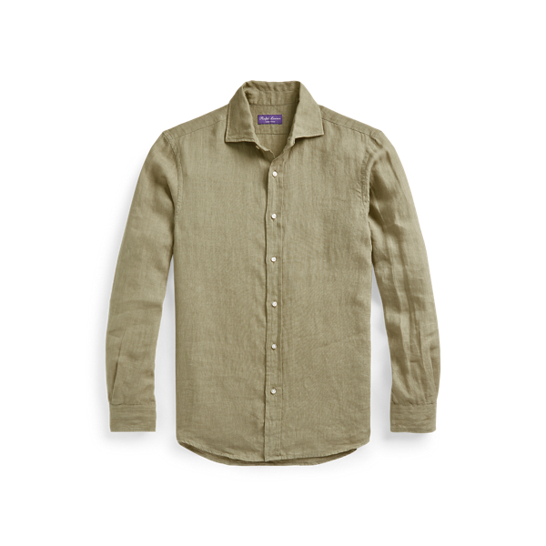 Washed Autumn Sage Garment-Dyed Linen Shirt Purple Label 2