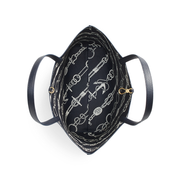 Anchored Ropes/Navy Faux-Leather Reversible Tote Bag Lauren 4