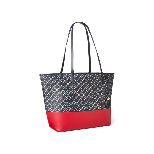 Lauren Navy Logo/Red Medium Collins Tote Lauren 2