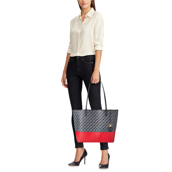 Lauren Navy Logo/Red Medium Collins Tote Lauren 6