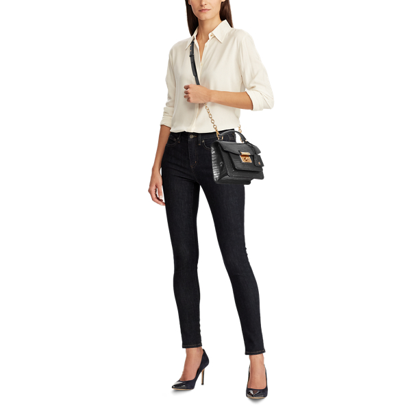 Black Leather Small Beckett Satchel Lauren 6