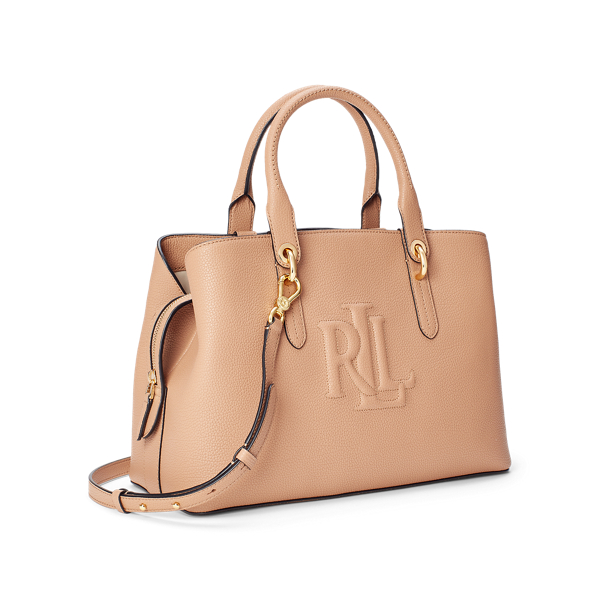 Nude/Black Hayward Leather Medium Satchel Lauren 2