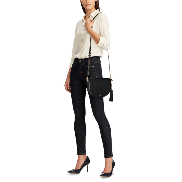 Black/Nude Leather Medium Crossbody Lauren 6