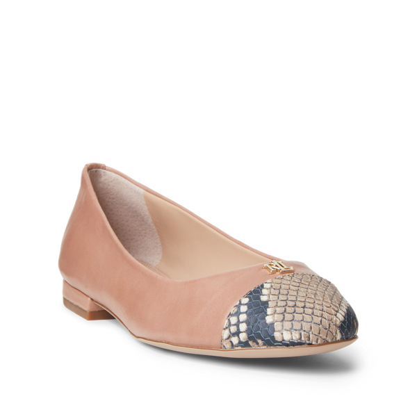 Gaines Leather Flat Lauren em Nude/Nude 2