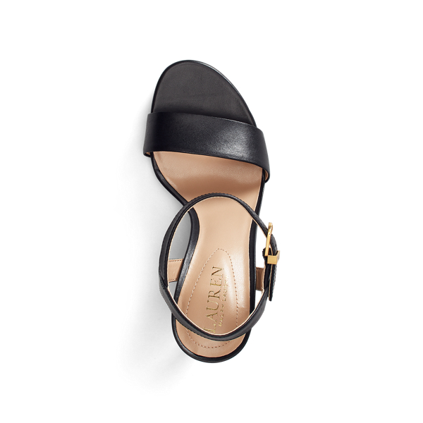 Black Gwen Burnished Leather Sandal Lauren for summer 4