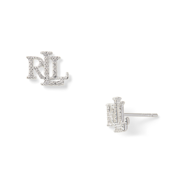 Silver/ Crystal Sterling Silver Logo Earrings Lauren 2