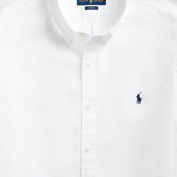 White Slim Fit Peached Poplin Shirt Polo Ralph Lauren 6