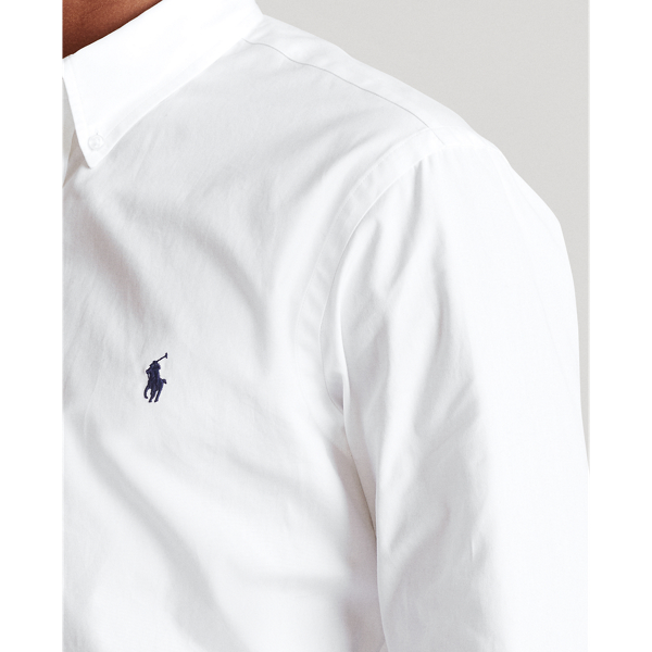 White Slim Fit Peached Poplin Shirt Polo Ralph Lauren 5