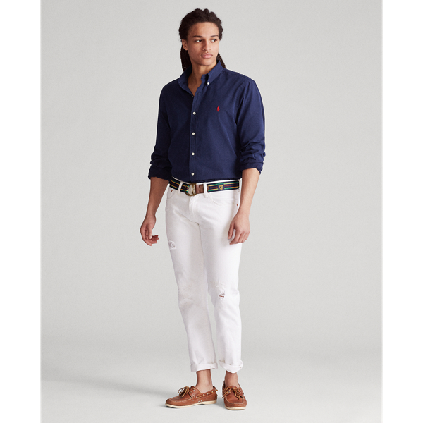 Cruise Navy Slim Fit Peached Poplin Shirt Polo Ralph Lauren 3