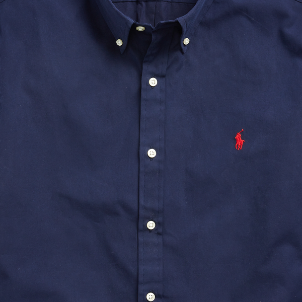 Cruise Navy Slim Fit Peached Poplin Shirt Polo Ralph Lauren 6