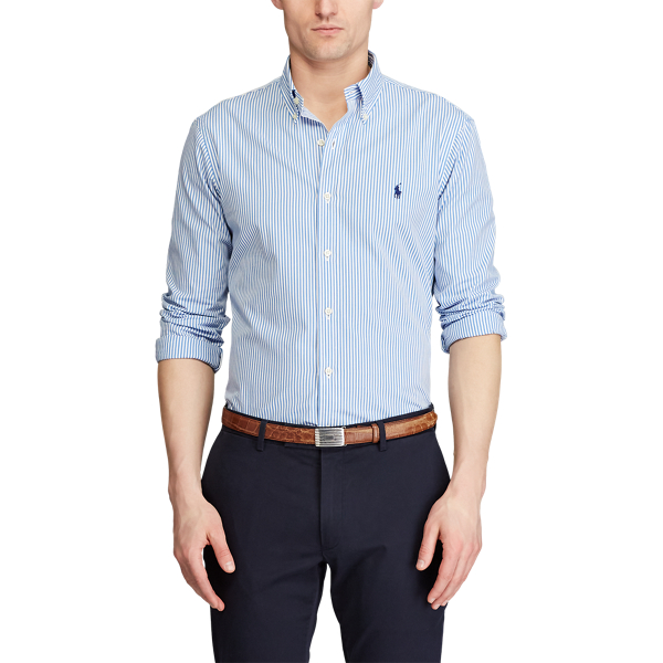 Blue Sky/White Slim Fit Peached Poplin Shirt Polo Ralph Lauren 4