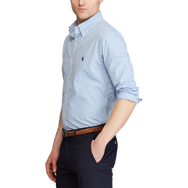 Blue Sky/White Slim Fit Peached Poplin Shirt Polo Ralph Lauren 6
