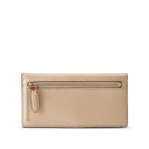 Warm Gold Heather Saffiano Slim Leather Wallet Lauren 2