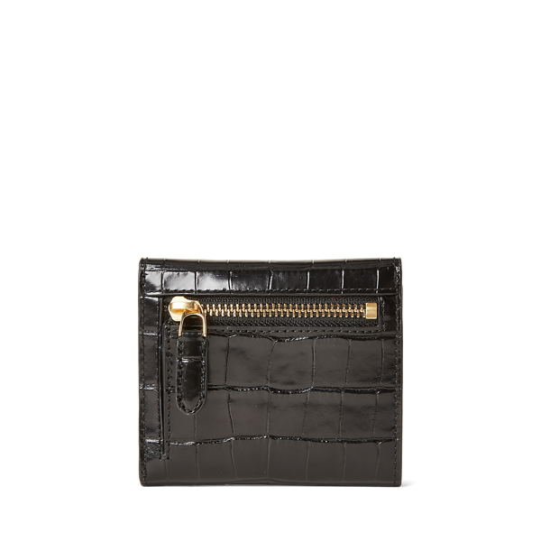 Black Leather Compact Wallet Lauren 2