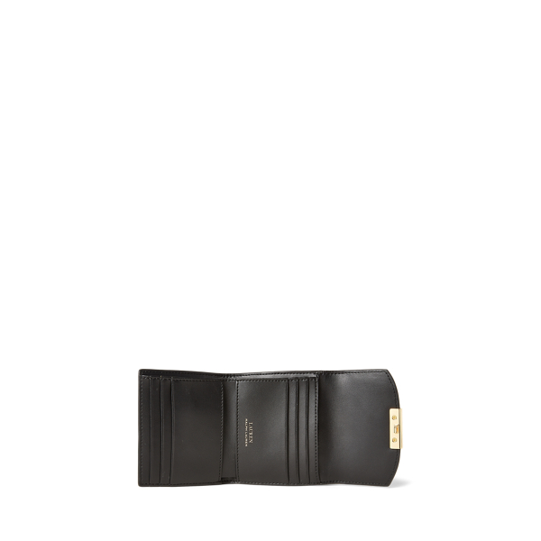 Black Leather Compact Wallet Lauren 3