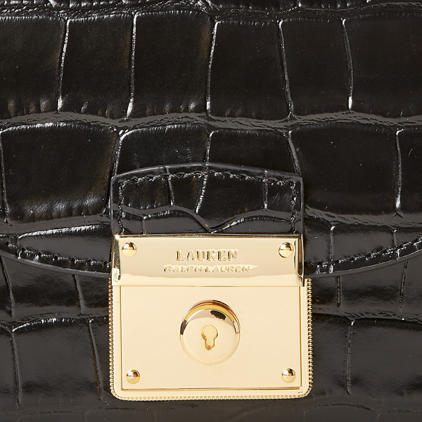 Black Leather Compact Wallet Lauren 4