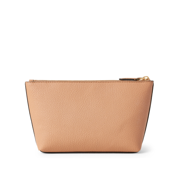 Nude/Black Pebbled Leather Cosmetic Bag Lauren 3