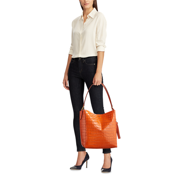Persimmon Embossed Medium Adley Shoulder Bag Lauren 6