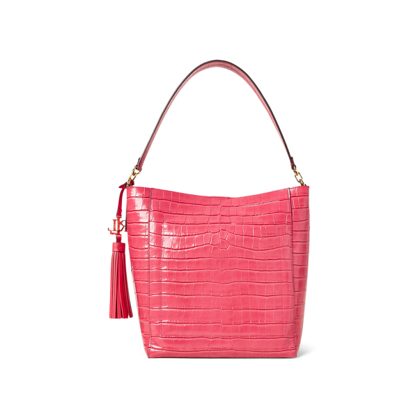 Embossed Medium Adley Shoulder Bag Lauren in Ruby 3