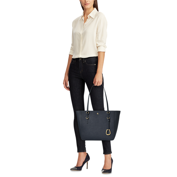 Lauren Navy Leather Medium Shopper Lauren 6