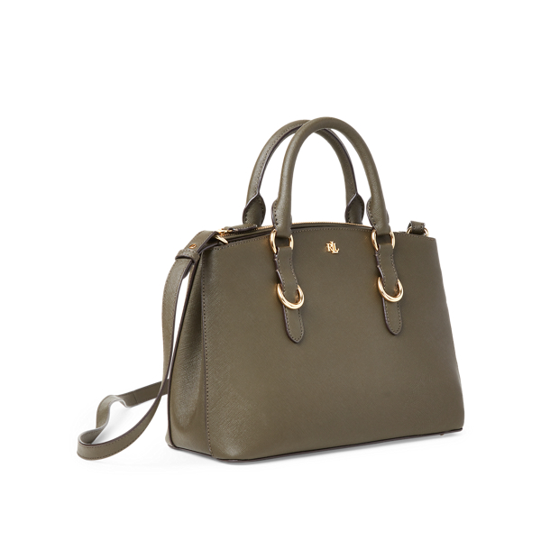 Deep Olive Saffiano Leather Mini Satchel Lauren 2