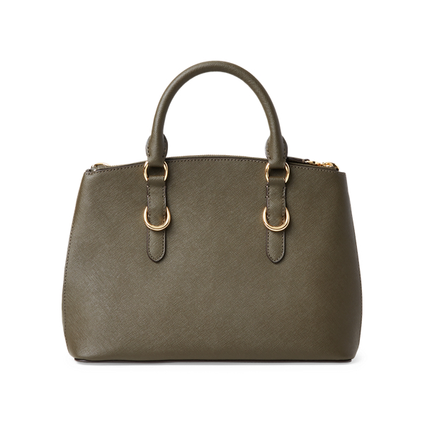 Deep Olive Saffiano Leather Mini Satchel Lauren 3